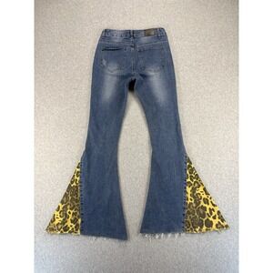 Lucky & Blessed Leopard Inset Flare Jeans Boho Western Denim